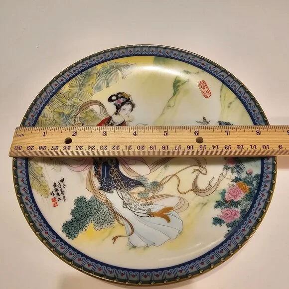 Vintage Chinese Imperial Jingdezhen Porcelain Plate 1985 Beauties Of Red Mansion - Picture 11 of 12